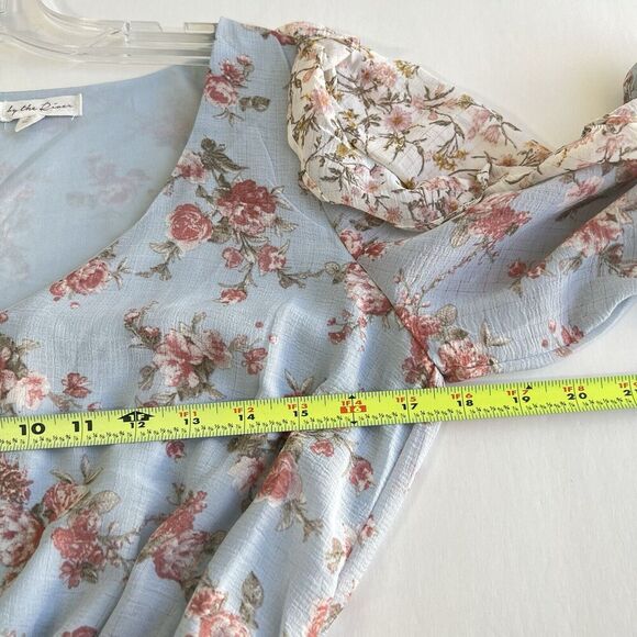 Anthropologie By the River Women Dress S Blue Floral Cottagecore Ruffle Peasant - Picture 12 of 13